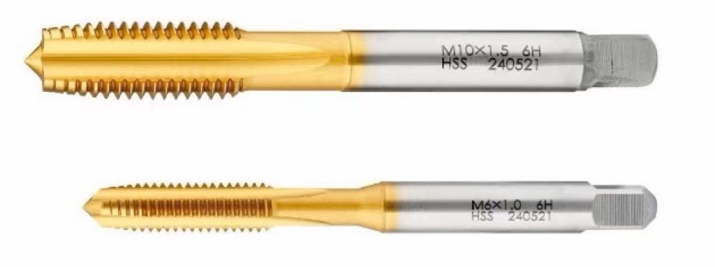 TiN-coated machine taps for steel and stainless steel