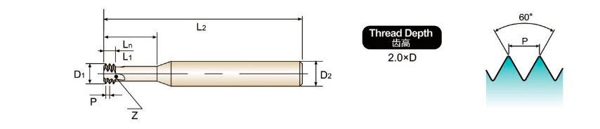 Carbide three thread milling cutter dimensions