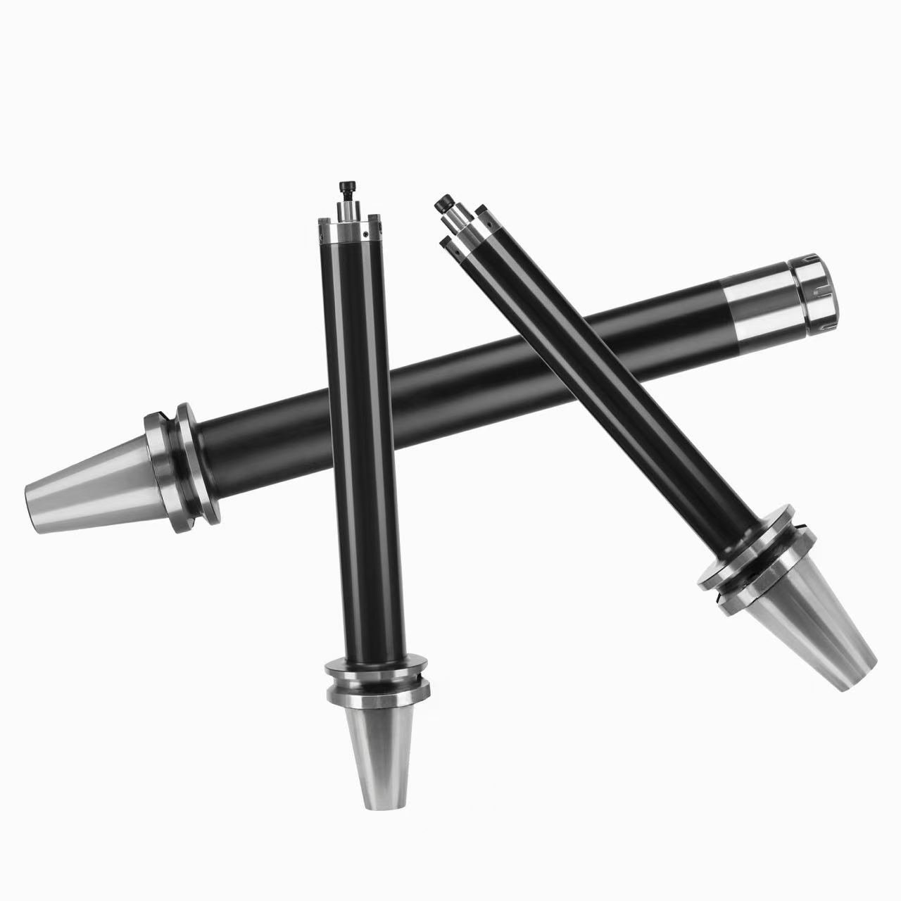 Three damped boring tools with tapered holders